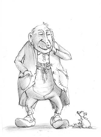Illustration Malvorlage Nils und verletzte Gans