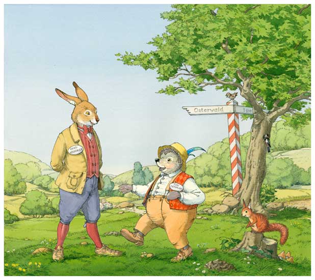 Illustration vom Hasen und Igel