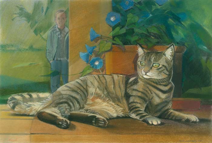 Katze Mogli, Katzenporträt, Pastell