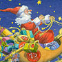 Weihnachtskarte: Weihnachtsmann im Schlitten