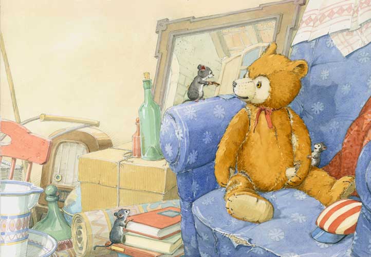 Teddy und Maus in der Rumpelkammer