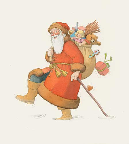 Illustration Nikolaus, Kinderbuchillustration, Weihnachtskalender Illustration, Illustration f�r Weihnachtskarte, Aquarell