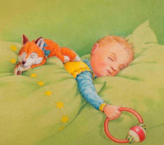 Illustration Schlaf Kindchen mit Sandmann