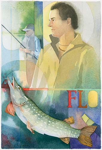 Illustration Aquarell Angler