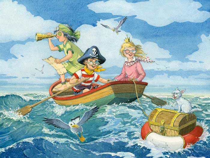 Illustration Piraten auf hoher See