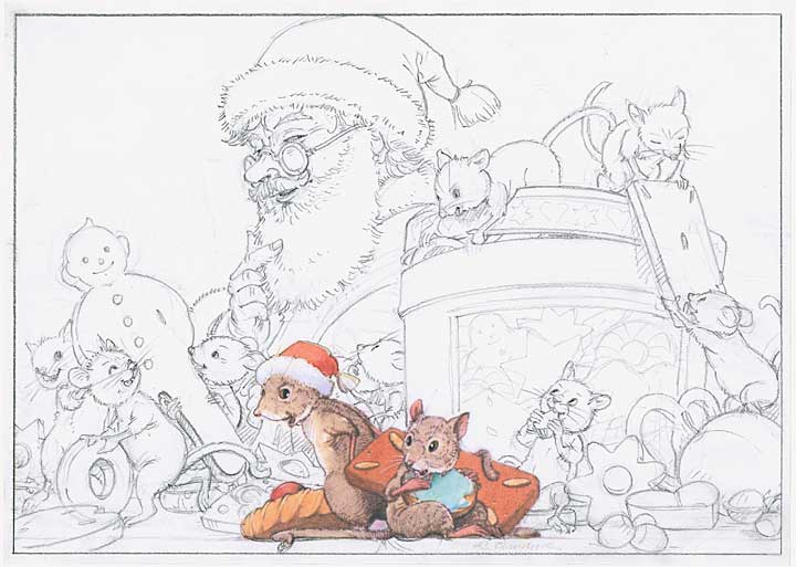 Weihnachtskalender, Weihnachtsmann mit Mäsen