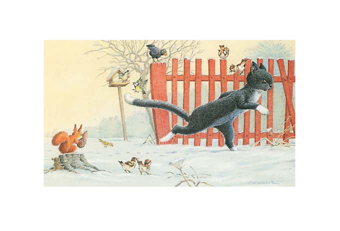 Kinderbuchillustration Katze im Schnee
