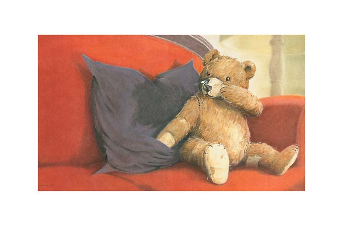 Kinderbuchillustration Teddy mit Fliege, Pastell Illustration