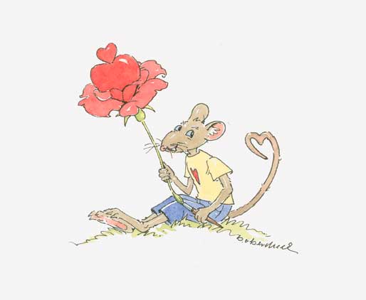 illustration Maus mit Rose